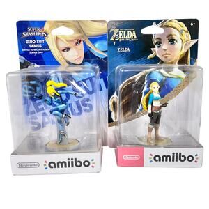 Nintendo Amiibo Zero Suit Samus Super Smash Bros and Zelda Breath of the Wild